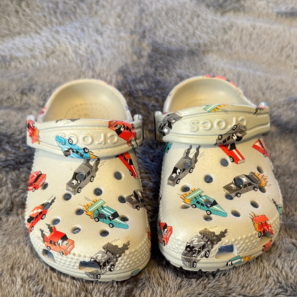 CROCS Kids' Car Print  Shoes - Gray Sz 7